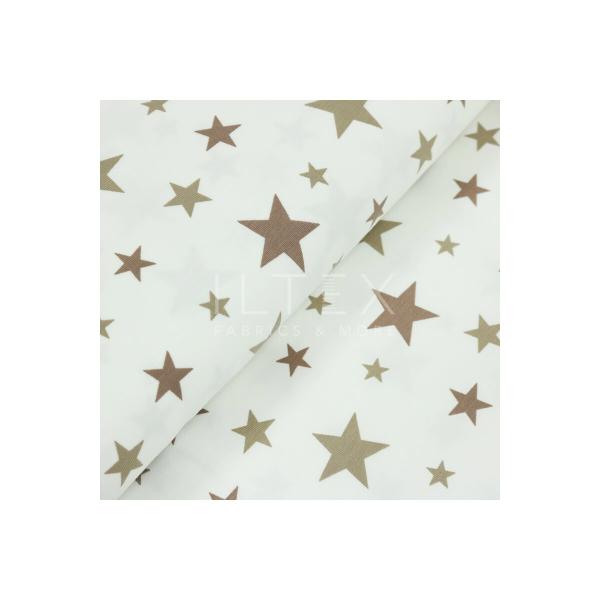 Baumwolljersey Sterne klein/groß Beige auf Creme
